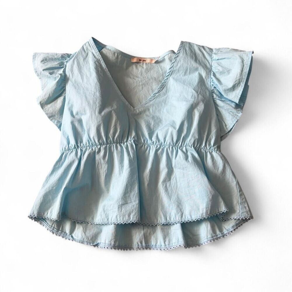 Mi Ami baby blue puff sleeve top Size S